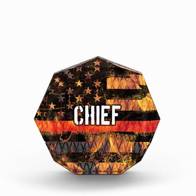 Fire Chief Firefighter Flag Acrylic Award (Front)