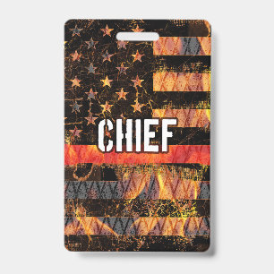 Fire Chief Firefighter Flag Badge