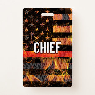 Fire Chief Firefighter Flag Badge