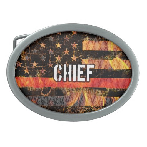 Fire Chief Firefighter Flag Belt Buckle