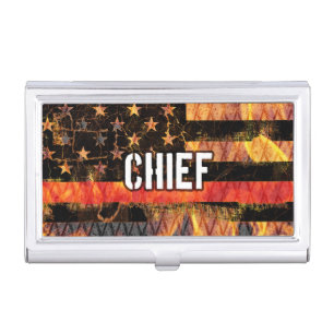 Fire Chief Firefighter Flag Business Card Case