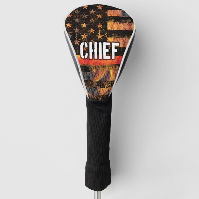Fire Chief Firefighter Flag Golf Head Cover (Front)