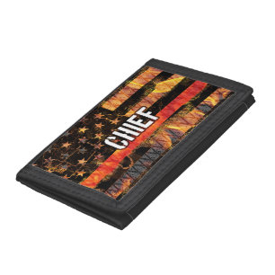 Fire Chief Firefighter Flag Tri-fold Wallet