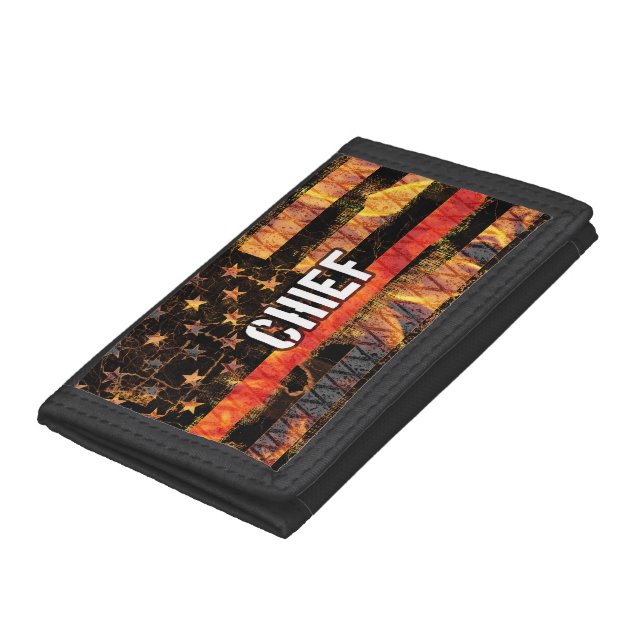 Fire Chief Firefighter Flag Tri-fold Wallet (Bottom)