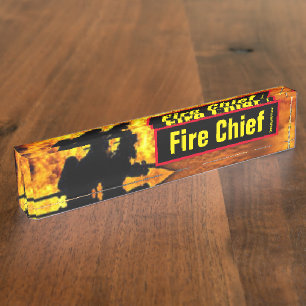 Fire Chief Flames desk name plate