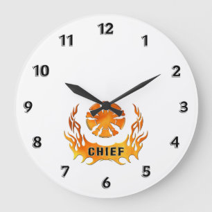 Fire Chief Flames Large Clock