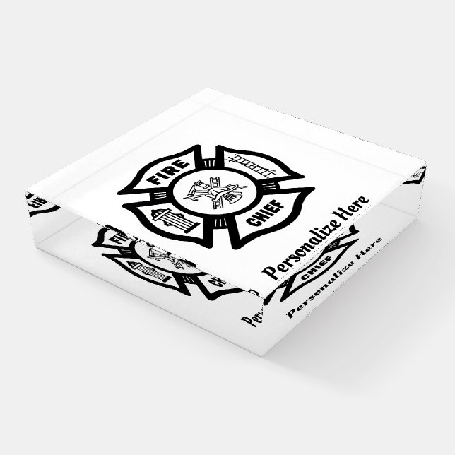 Fire Chief Maltese Cross  Paperweight (Angled)