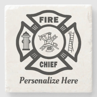 Fire Chief Maltese Cross Stone Coaster