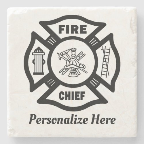 Fire Chief Maltese Cross   Stone Coaster