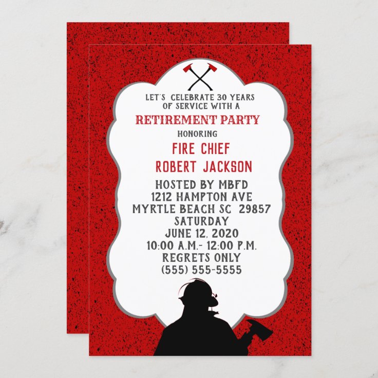 Fire Chief Retirement Party Invitation | Zazzle