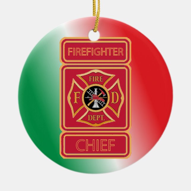 Fire Chief Shield Custom Ceramic Ornament (Front)
