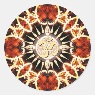 Fire Circle Golden Om Spirit Classic Round Sticker