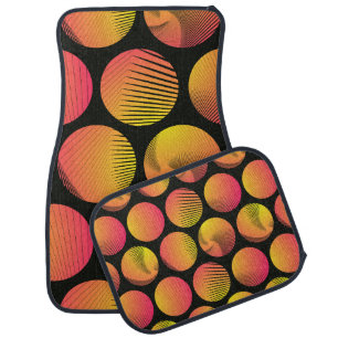 Fire Circles: Orange Black Graphic Car Floor Mat