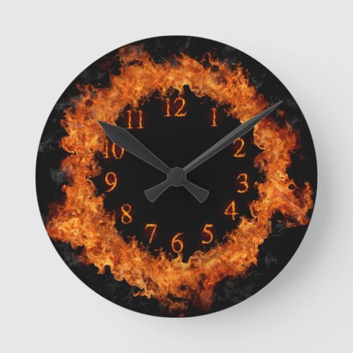 Fire Clock Firey Flames Wall Clock