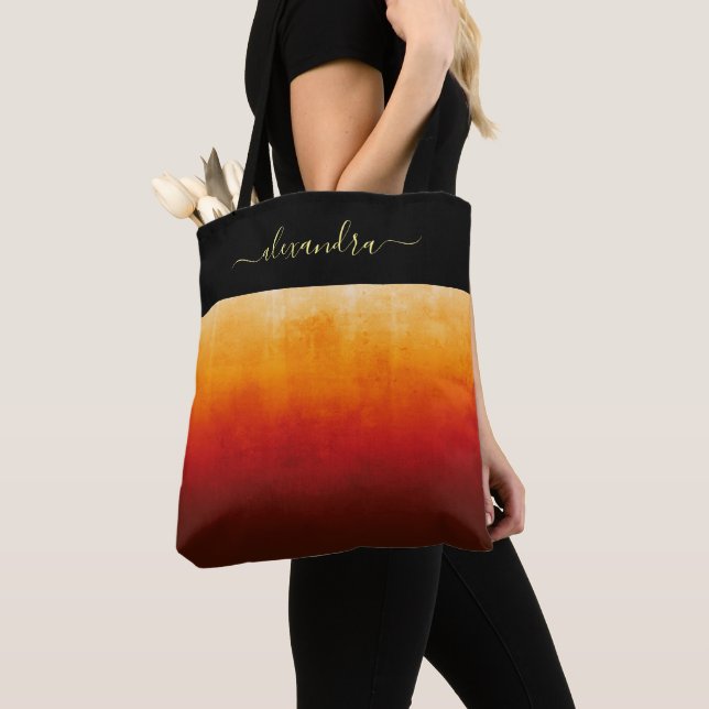 Fire Colors rustic ombre chic personalized Tote Bag (Close Up)