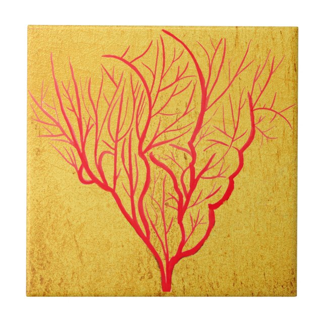 Fire coral environmental nature modern art ceramic tile (Front)
