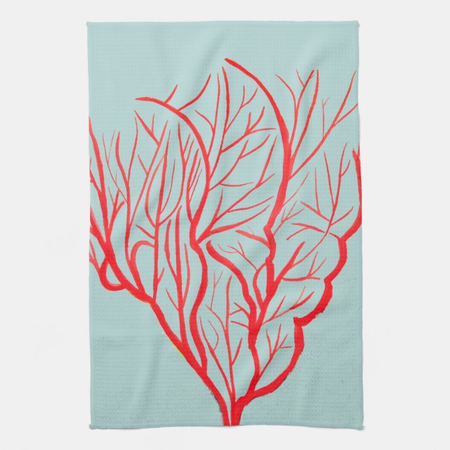 Fire coral environmental nature modern art kitchen towel (Vertical)