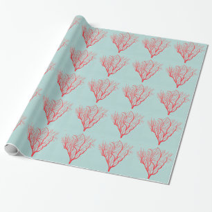 Fire coral sea nature theme modern art wrapping paper