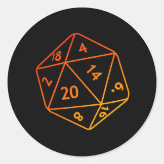 Fire D20 Classic Round Sticker