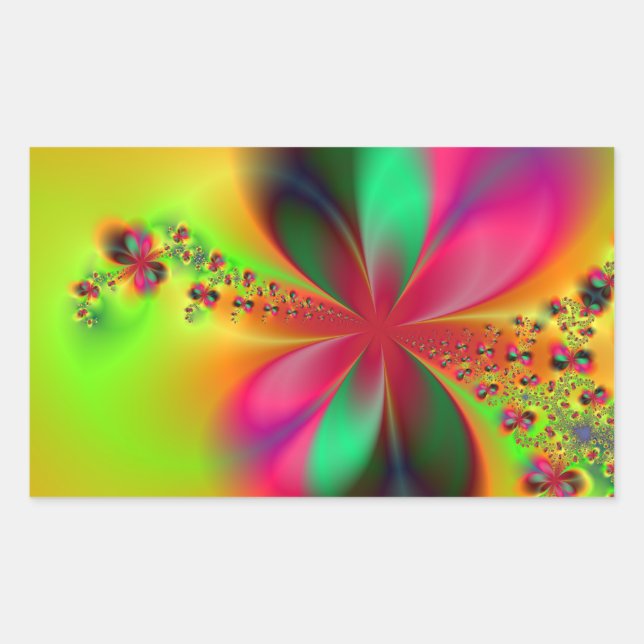Fire Dance Fractal Art Rectangular Sticker (Front)