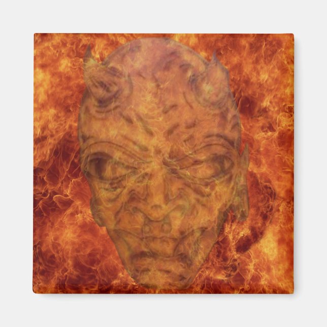 Fire Demon Square Magnet (Front)