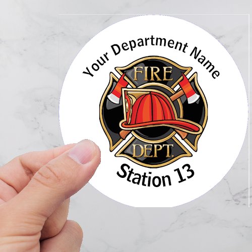 Fire Deparment Name Logo and Station Number Classic Round Sticker