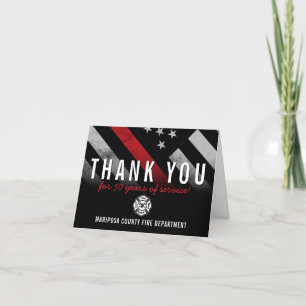 Fire Department 50 Years Firefighter Retirement Letterpress Thank You Card