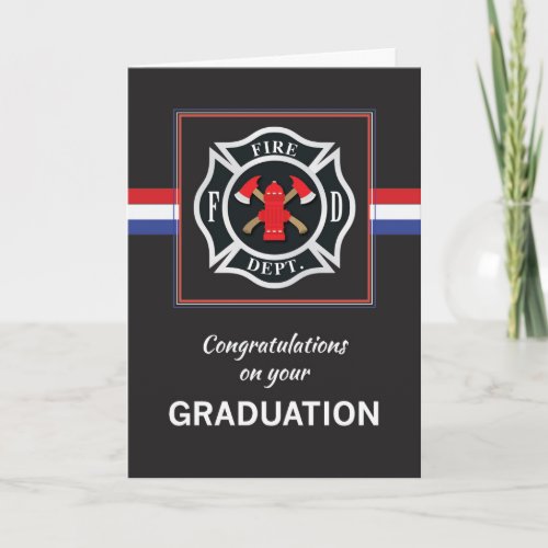 Fire Department Academy Graduation Emblem on Black Card