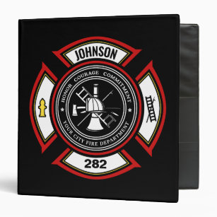 Fire Department ADD NAME Firefighter Badge Rescue 3 Ring Binder