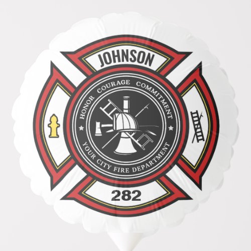 Fire Department ADD NAME Firefighter Badge Rescue Balloon