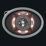 Fire Department ADD NAME Firefighter Badge Rescue Belt Buckle<br><div class="desc">Fire Department ADD NAME Fireman Firefighter Badge design - Emblem with Helmet and Axe. Customize with your Name,  Station/Dept Number and location.</div>