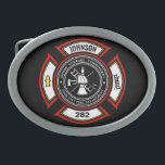 Fire Department ADD NAME Firefighter Badge Rescue Belt Buckle<br><div class="desc">Fire Department ADD NAME Fireman Firefighter Badge design - Emblem with Helmet and Axe. Customize with your Name,  Station/Dept Number and location.</div>