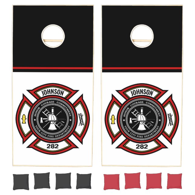 Fire Department ADD NAME Firefighter Badge Rescue Cornhole Set (Set)