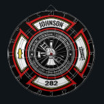 Fire Department ADD NAME Firefighter Badge Rescue Dart Board<br><div class="desc">Fire Department ADD NAME Fireman Firefighter Badge design - Emblem with Helmet and Axe. Customize with your Name,  Station/Dept Number and location.</div>