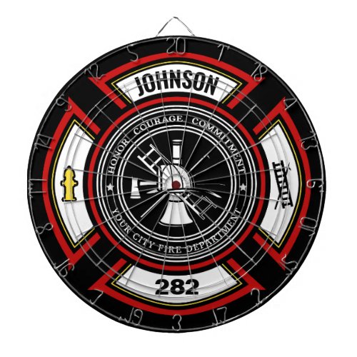 Fire Department ADD NAME Firefighter Badge Rescue Dart Board
