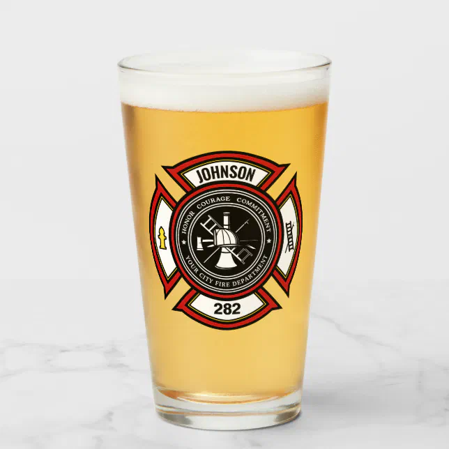 Fire Department ADD NAME Firefighter Badge Rescue Glass | Zazzle