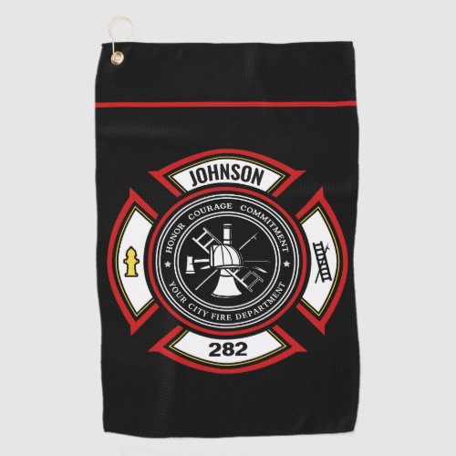 Fire Department ADD NAME Firefighter Badge Rescue Golf Towel
