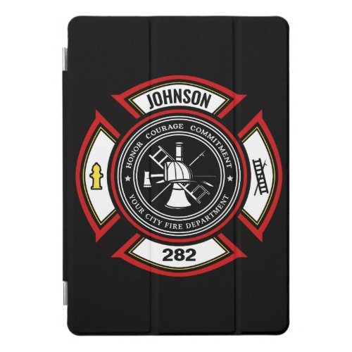 Fire Department ADD NAME Firefighter Badge Rescue iPad Pro Cover