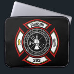 Fire Department ADD NAME Firefighter Badge Rescue Laptop Sleeve<br><div class="desc">Fire Department ADD NAME Fireman Firefighter Badge design - Emblem with Helmet and Axe. Customize with your Name,  Station/Dept Number and location.</div>