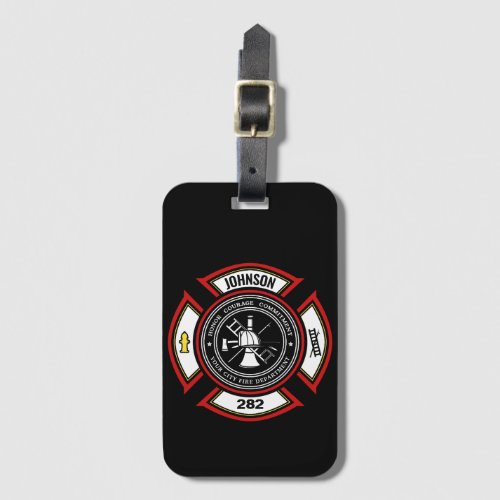Fire Department ADD NAME Firefighter Badge Rescue Luggage Tag