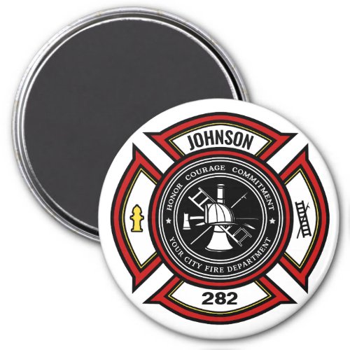 Fire Department ADD NAME Firefighter Badge Rescue Magnet