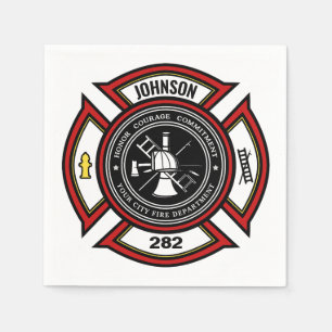Fire Department ADD NAME Firefighter Badge Rescue Napkins