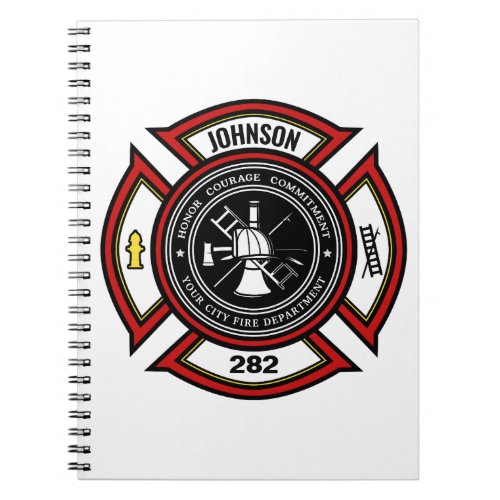 Fire Department ADD NAME Firefighter Badge Rescue Notebook