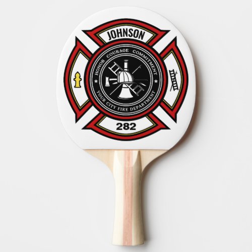 Fire Department ADD NAME Firefighter Badge Rescue Ping Pong Paddle