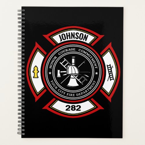 Fire Department ADD NAME Firefighter Badge Rescue Planner