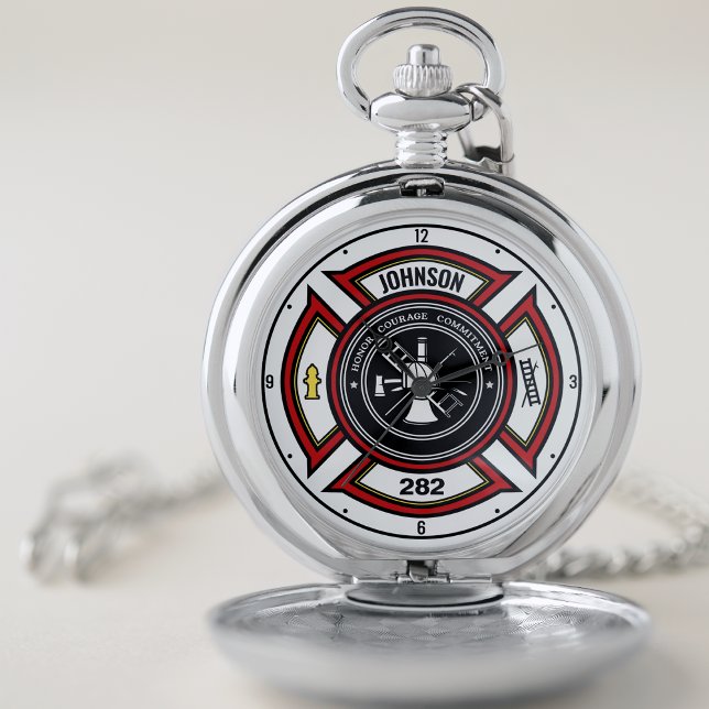 Fire Department ADD NAME Firefighter Badge Rescue Pocket Watch (Creator Uploaded)
