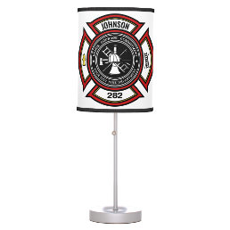 Fire Department ADD NAME Firefighter Badge Rescue Table Lamp