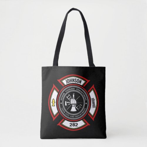 Fire Department ADD NAME Firefighter Badge Rescue Tote Bag