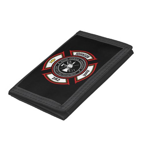 Fire Department ADD NAME Firefighter Badge Rescue Trifold Wallet