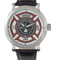 Fire Department ADD NAME Firefighter Badge Rescue Watch